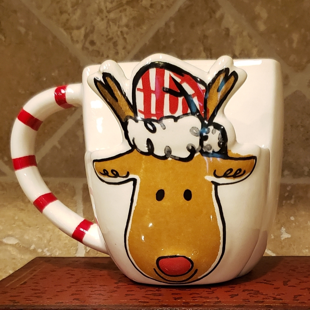 NWT burton + Burton Ceramic Christmas Reindeer Cookies & Milk Mug